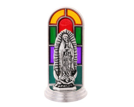 2 1/2" Silver Our Lady of Guadalupe Stained Glass Mini Statue- Pack of 12