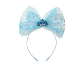 4 1/2" Blue LED Light Up Sequin Plush Bow Headband - Pack of 12