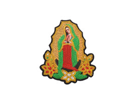 4 3/4" x 4" Gold Accent Our Lady of Guadalupe Sequin Religious Patch - Pack of 12