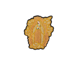 4 3/4" x 4" Gold-Gold Our Lady of Guadalupe Sequin Religious Patch - Pack of 12