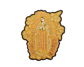 6 3/4" x 5.5" Gold-Gold Our Lady of Guadalupe Sequin Religious Patch - Pack of 12