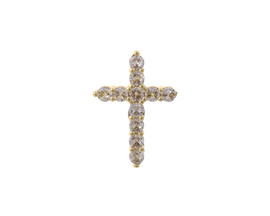 1" Long Gold Rhinestone Religious Cross Jewelry Pendant - Pack of 12