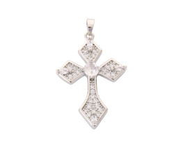 1 1/2" Long Silver Rhinestone Religious Passion Cross Jewelry Pendant - Pack of 12