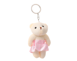 4" Tall Pink Dress Plush Bear Keychain Favor - Pack of 12