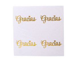 2" Round Transparent "Gracias" Gold Font Stickers - Pack of 48