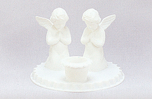 4.5" White Angel Baptism Candle Holder