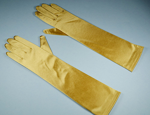 Gold Adult Bridal Wedding Satin Gloves Elbow Length - Pack of 12 Pairs