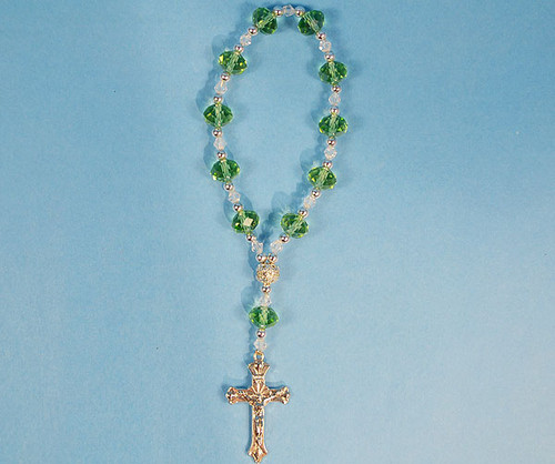 6.5" Apple Green Crystal Rosary Bracelet - Pack of 12 Pieces