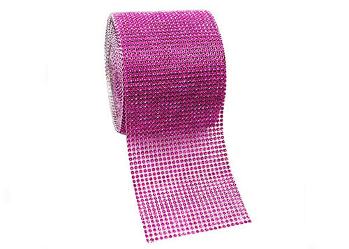 4.5" x 10 yards 24 Rows Fuchsia Diamond Mesh Wrap