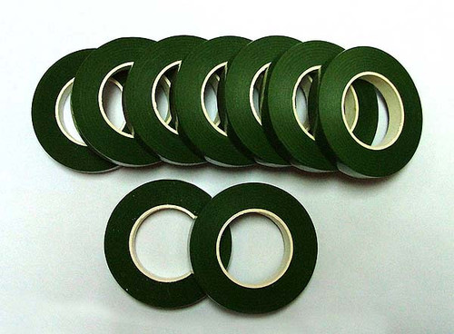 1/2" Wide x 90 Feet Long Dark Green Florist Tape - Pack of 12 Floral Tape Rolls