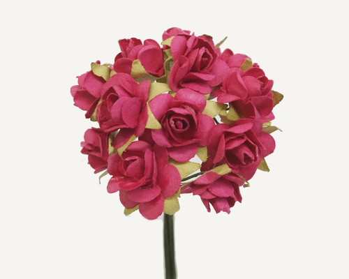 3/4" Fuchsia Medium Rose Craft Paper Flowers - Pack of 144