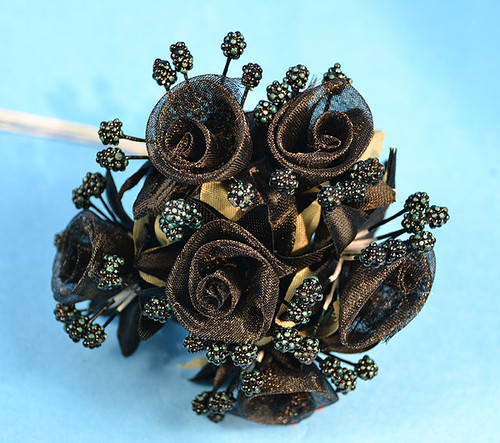 1.5" Black Organza Silk Flowers - Pack of 72