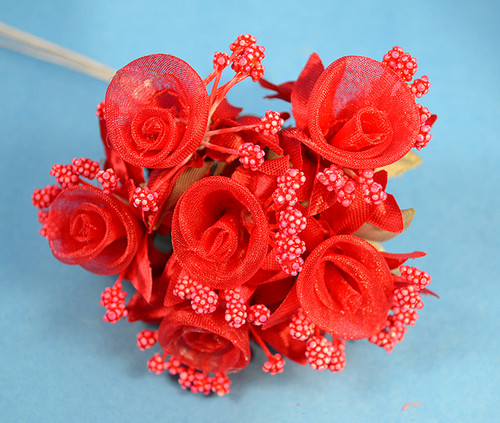 1.5" Red Organza Silk Flowers - Pack of 72