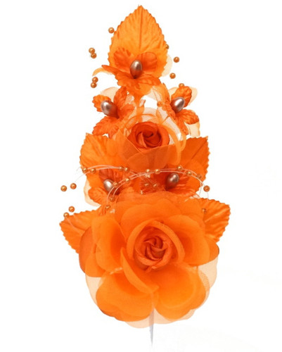 6" Orange Silk Corsage Flowers with Pearl Spray - Pack of 12