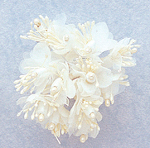 1" Ivory Satin Ribbon Flowers with Pearl - Pack of 144