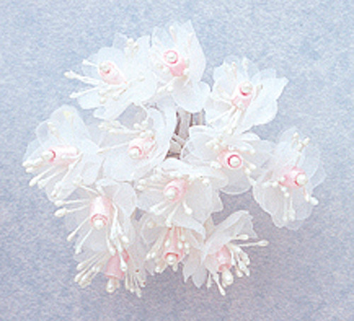 1" Pink Satin Ribbon Flowers with Pearl - Pack of 144