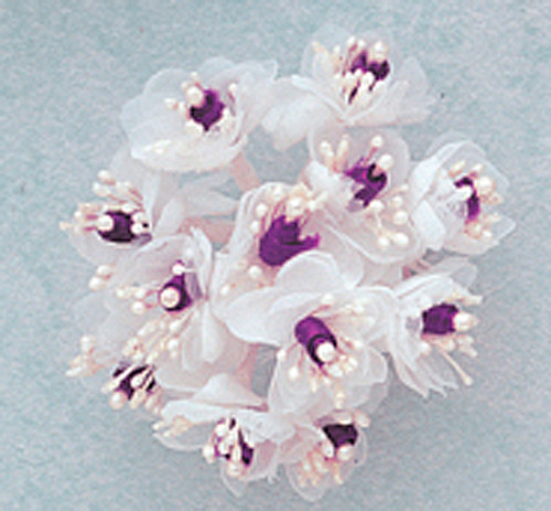 1" Purple Satin Ribbon Flowers with Pearl - Pack of 144