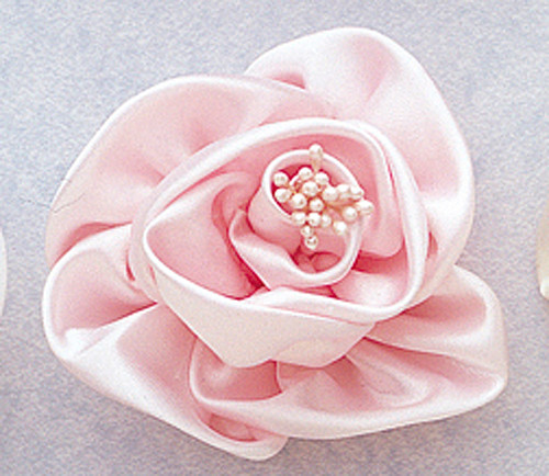 3" Pink Large Satin Rose Flowers - Pack of 12