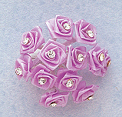 3/4" Lavender Silk Rose Flowers with Rhinestones - Pack of 144