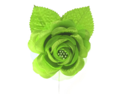 2.5" Apple Green Silk Single Rose Flowers - Pack of 12