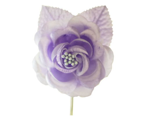 2.5" Lavender Silk Single Rose Flowers - Pack of 12