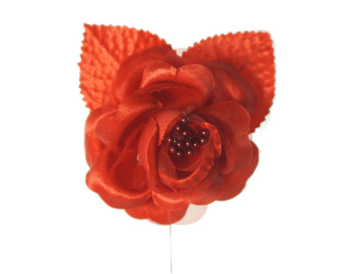 2.5" Red Silk Single Rose Flowers - Pack of 12