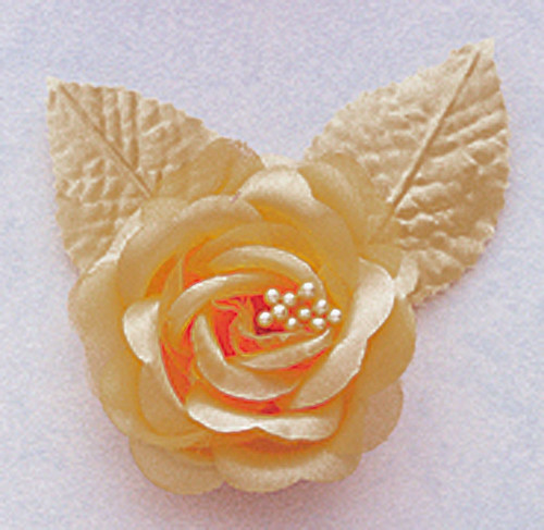2.5" Tan Silk Single Rose Flowers - Pack of 12