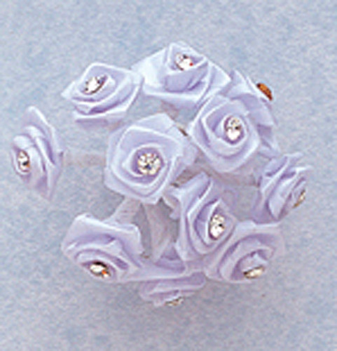 3/4" Light Blue Silk Rose Flowers with Rhinestones - Pack of 144