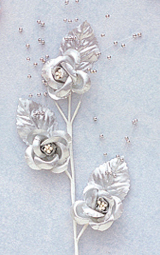 6" Silver Small Rose Flowers with Spray - Pack of 12