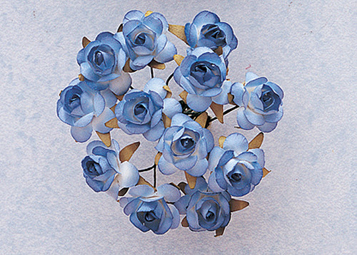1/2" Blue Small Tea Rose Mulberry Craft Paper Flowers - Pack of 144 1/2" Blue Small Tea Rose Mulberry Craft Paper Flowers - Pack of 144