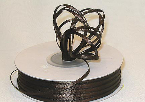 1/8"x100 yard Brown Polyester Satin Gift Ribbon - Pack of 10 Rolls