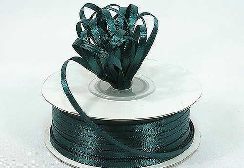 1/8"x100 yard Hunter Green Polyester Satin Gift Ribbon - Pack of 10 Rolls