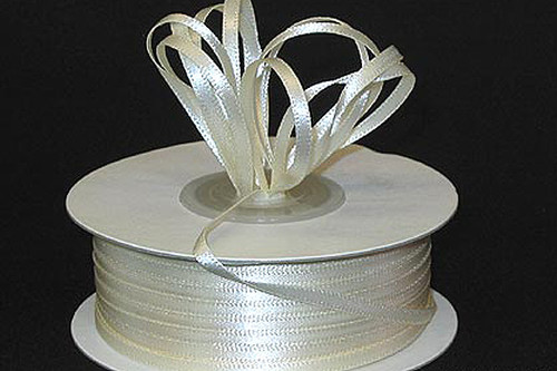 1/8"x100 yard Ivory Polyester Satin Gift Ribbon - Pack of 10 Rolls