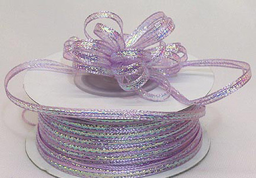 1/8"x50 yards Lavender Organza Pull Bows Ribbon with Iridescent Edge - Pack of 7 Rolls