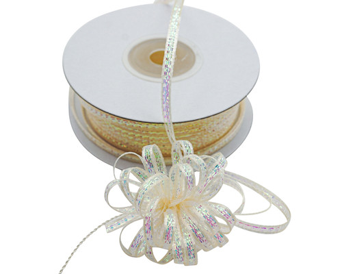 1/8"x50 yards Ivory Organza Pull Bows Ribbon with Iridescent Edge - Pack of 7 Rolls