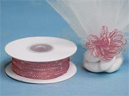 1/8"x50 yards Mauve Organza Pull Bows Ribbon with Iridescent Edge - Pack of 7 Rolls