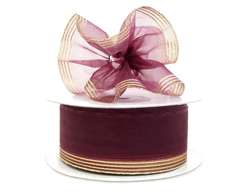 2 3/4"x25 yards Burgundy Organza Pull Bows Gift Ribbon - Pack of 3 Rolls