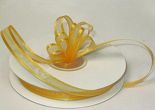 1.5"x25 yards Gold Organza Satin Edge Gift Ribbon - Pack of 5 Rolls