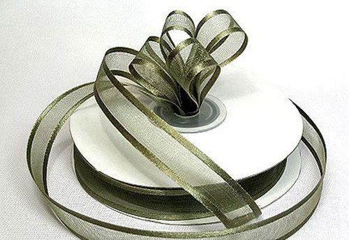 1.5"x25 yards Moss Green Organza Satin Edge Gift Ribbon - Pack of 5 Rolls