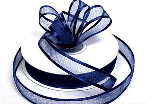 1.5"x25 yards Navy Blue Organza Satin Edge Gift Ribbon - Pack of 5 Rolls