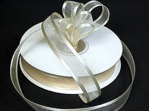 3/8"x25 yards Ivory Organza Satin Edge Gift Ribbon - Pack of 15 Rolls