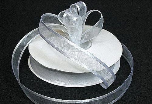 3/8"x25 yards White Organza Satin Edge Gift Ribbon - Pack of 15 Rolls