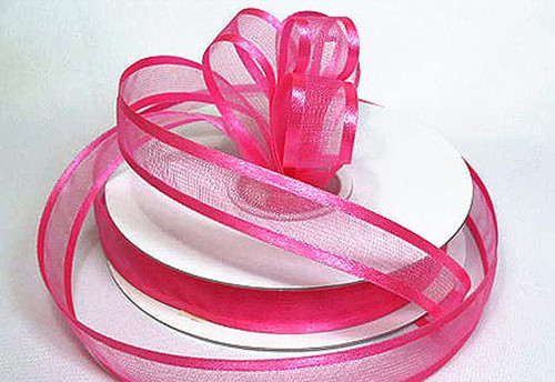 5/8"x25 yards Hot Pink Organza Satin Edge Gift Ribbon - Pack of 10 Rolls