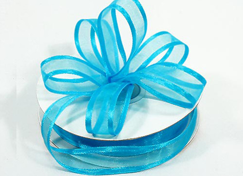 5/8"x25 yards Turquoise Organza Satin Edge Gift Ribbon - Pack of 10 Rolls