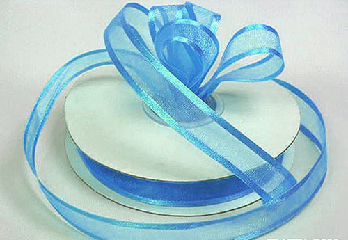 3/8"x25 yards Blue Organza Satin Edge Gift Ribbon - Pack of 15 Rolls