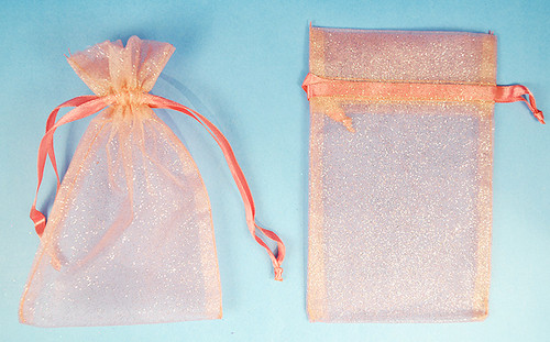 3"x4" Pink Sheer Organza Bags with Glitter - Pack of 72 3"x4" Pink Sheer Organza Bags with Glitter - Pack of 72