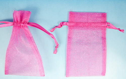 4"x6" Fuchsia Sheer Organza Bags with Glitter - Pack of 72