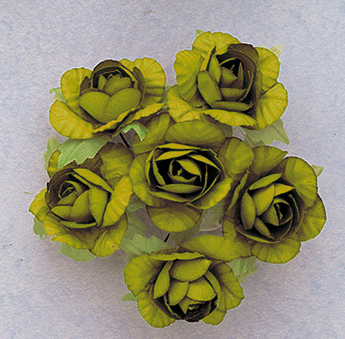 1.25" Olive Big Rose Paper Craft Flowers - Pack of 72