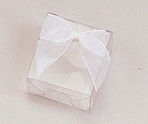 2" Clear Rectangle PVC Gift Favor Box with Organza Bow