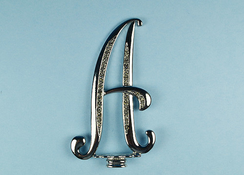 4" Silver Rhinestone Cake Topper Letter "A"